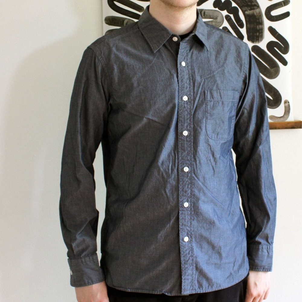 Muji Button Down Shirt| Size Small | Blue/Silver